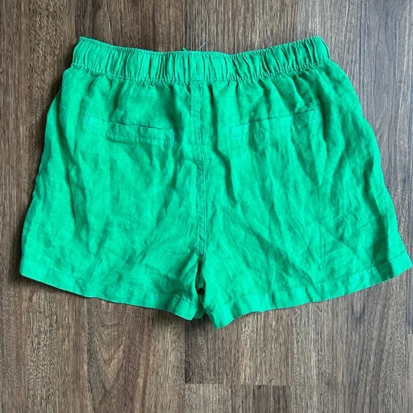 C&C CALIFORNIA Linen High Waist Kelly Green Shorts Elastic Coastal Casual | Sz S - Picture 7 of 8